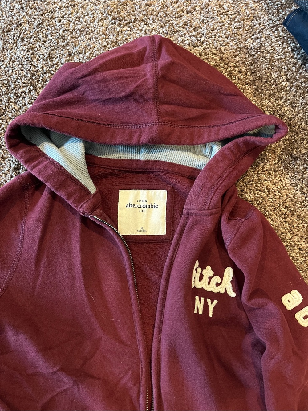 abercrombie kids Burgundy Hooded Zip Sweatshirt